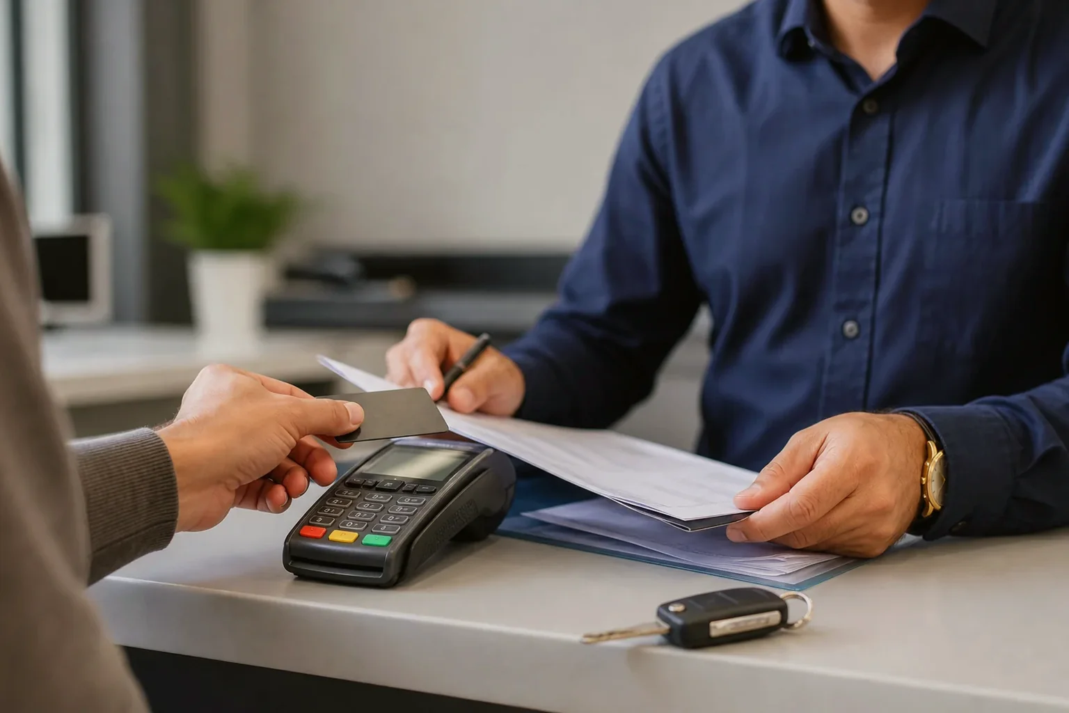 Despachante consultando débitos de veículo.
